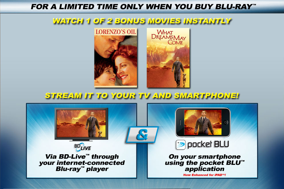 For a limited time only when you buy Blu-Ray
